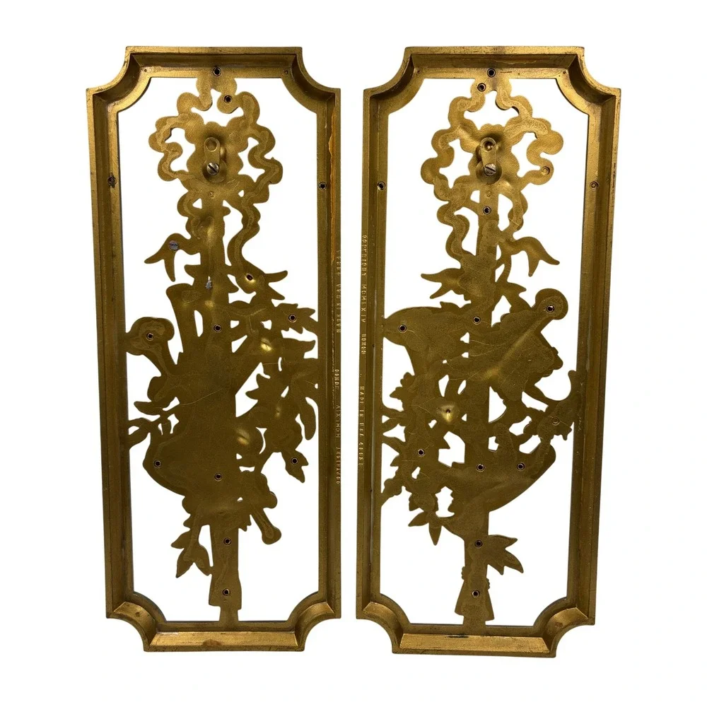 Vtg 1964 Burwood Products Gold‎ Musical Wall Plaques Pair USA MCM Plastic 14x5.5
